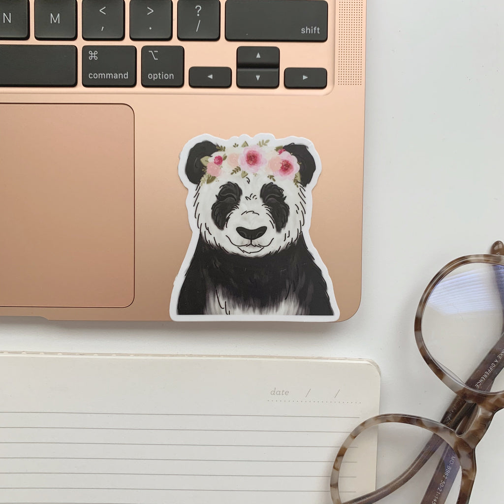 Floral Crown Panda Sticker
