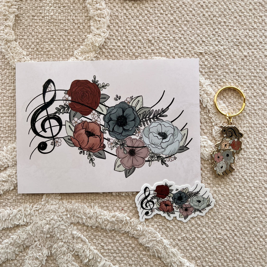 #40 Music Floral Art Print Bundle Set of 3