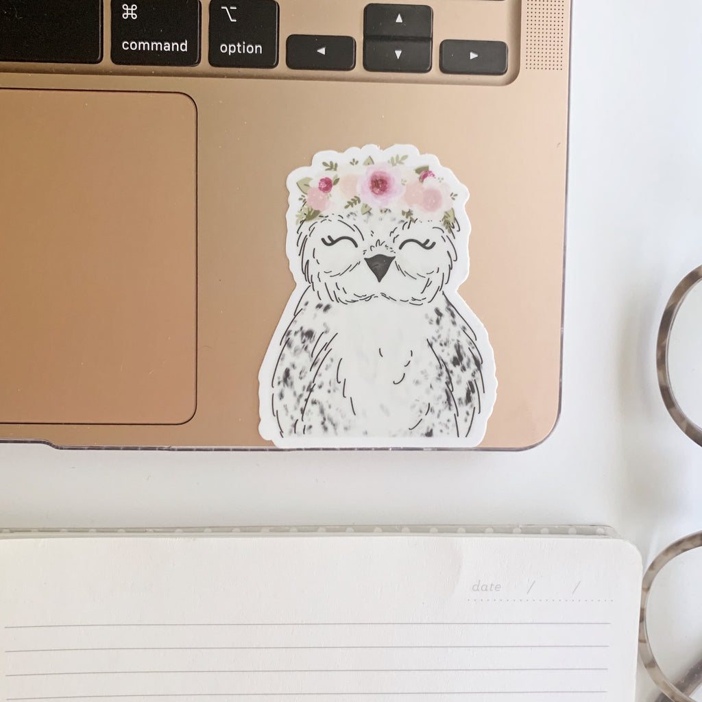 Floral Crown Owl Sticker