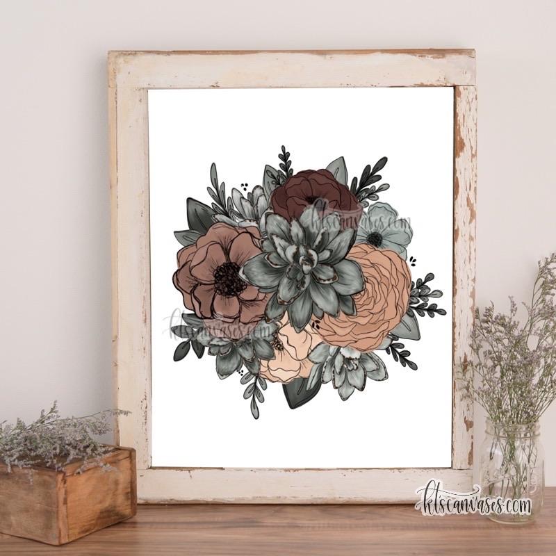 Succulent Floral Cluster Art Print