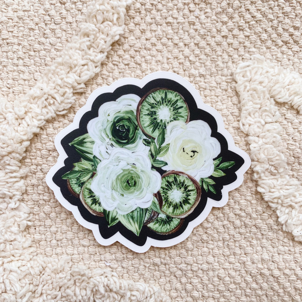 Kiwi Florals Clear Sticker