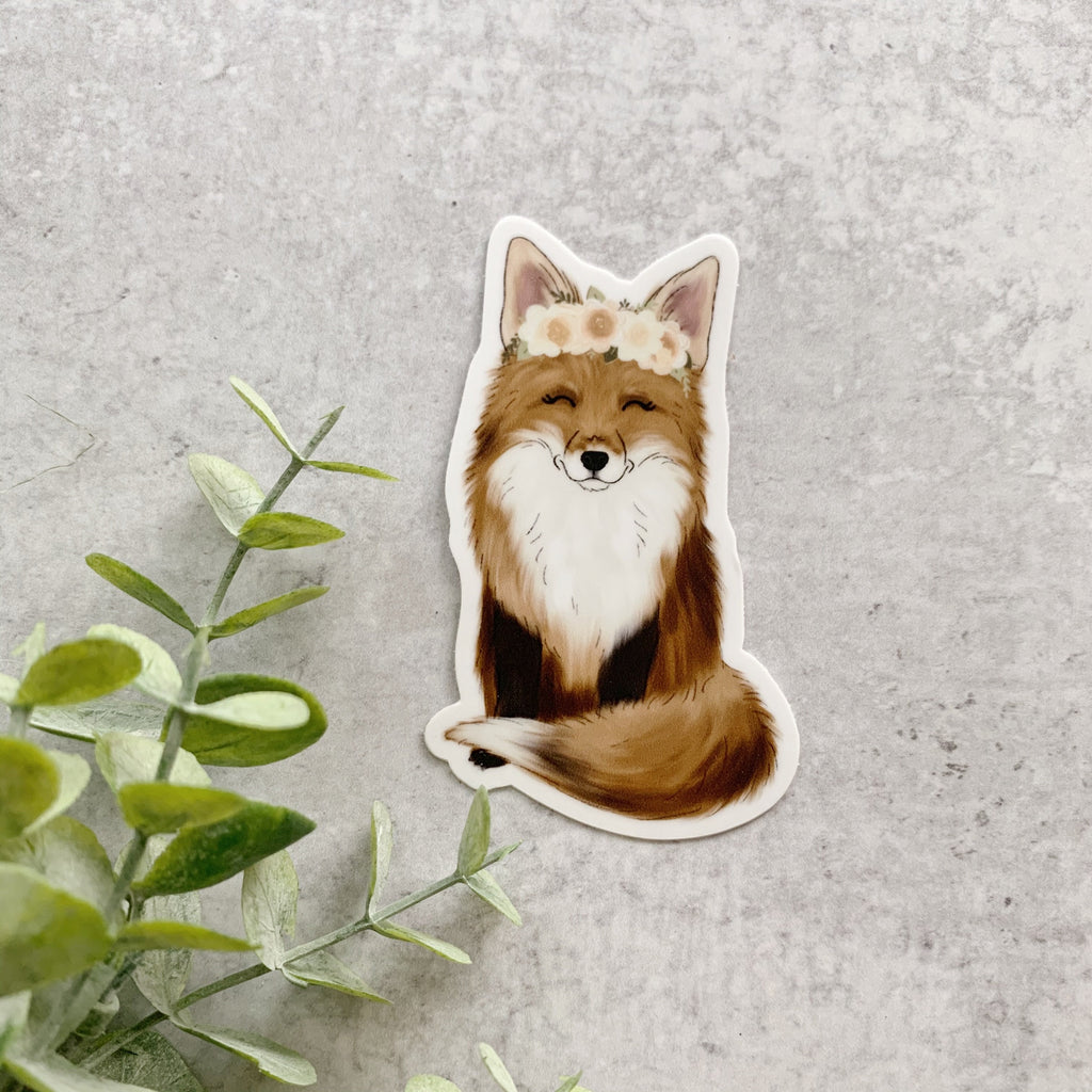 Floral Crown Fox Sticker