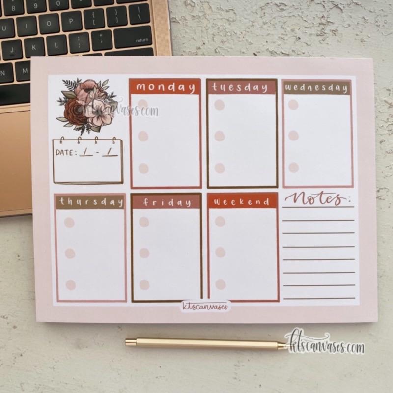 Weekly Floral Notepad 50 sheets (8.5 x 11 in.)