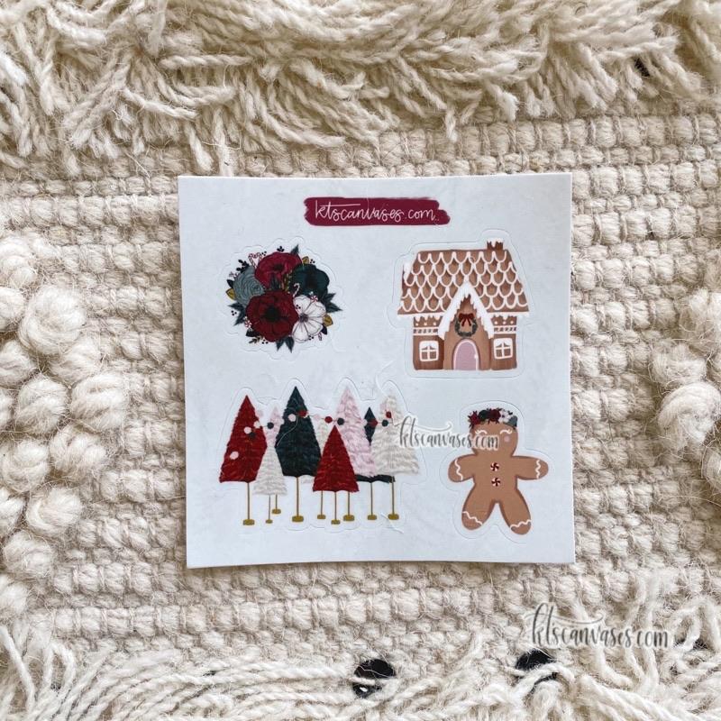 Gingerbread Christmas Set of 4 Mini Stickers (1 sheet)