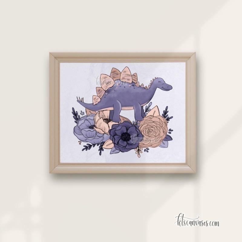 Stegosaurus Florals Art Print
