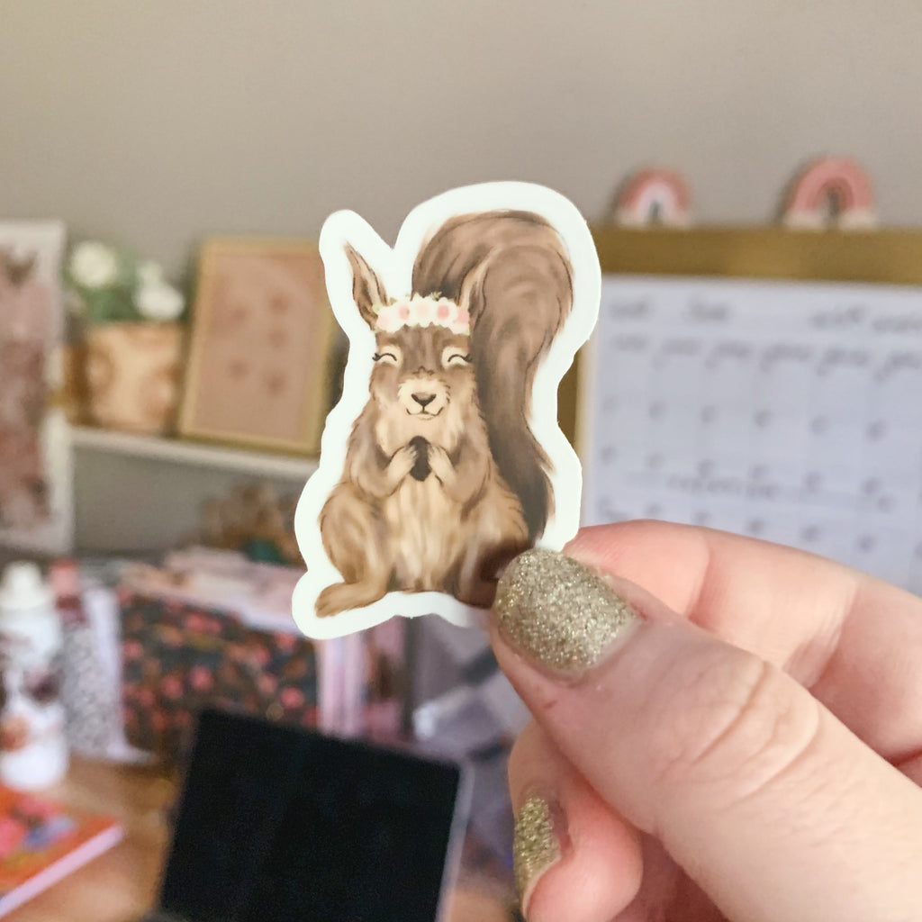Mini Floral Crown Squirrel Sticker