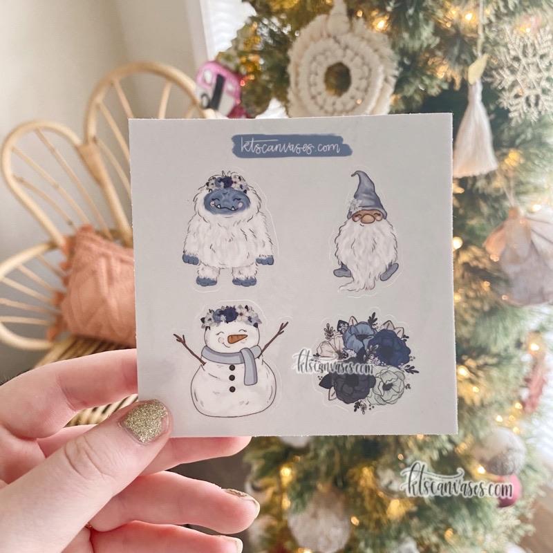 Frosty Florals Set of 4 Mini Stickers (1 sheet)