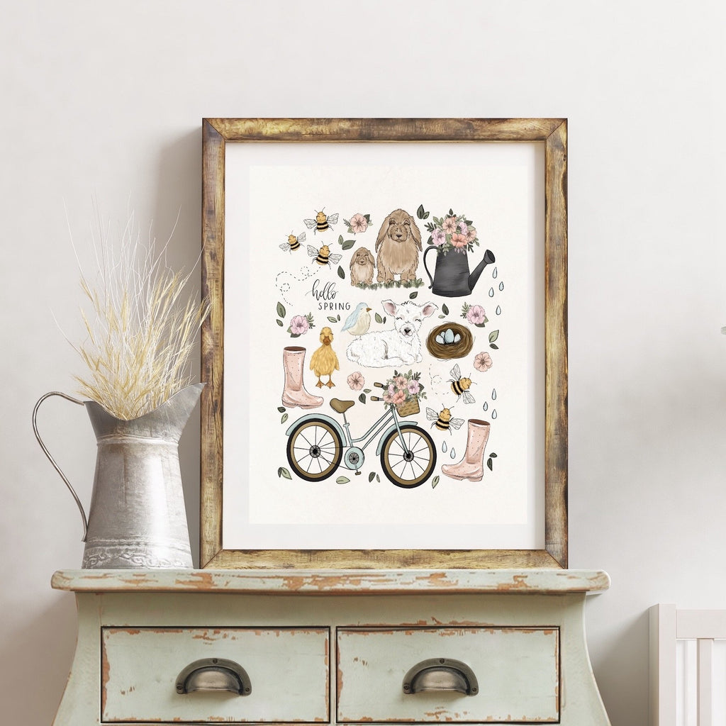 Hello Spring Collage Art Print – KT's Canvases