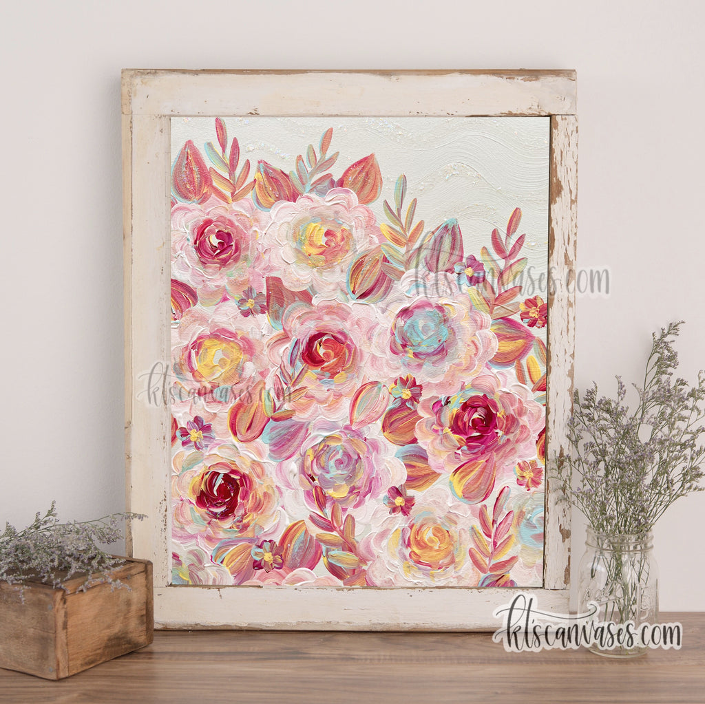 Colorful Sparkle Florals Art Print