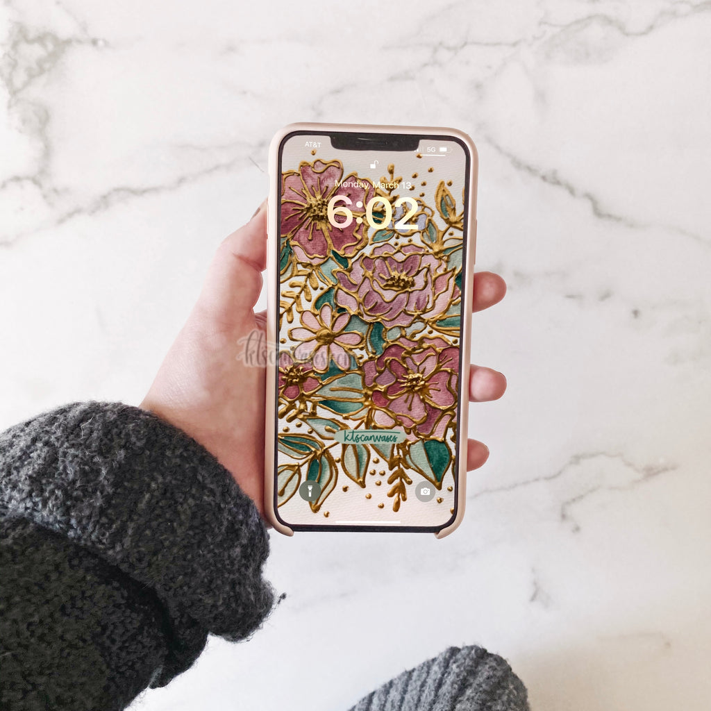 Pastel Glass Florals Phone Wallpaper (Digital Download)