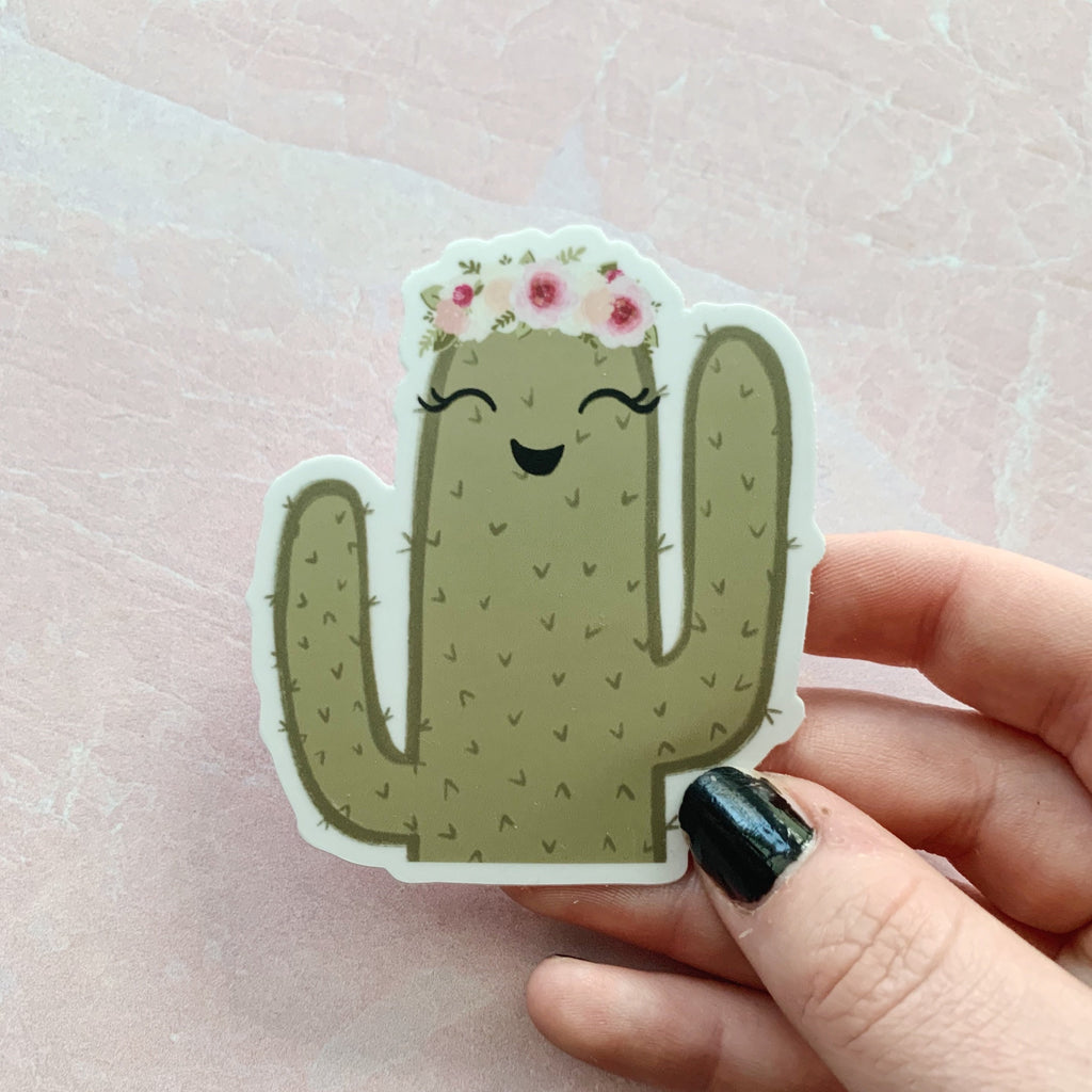 Floral Crown Cactus Sticker