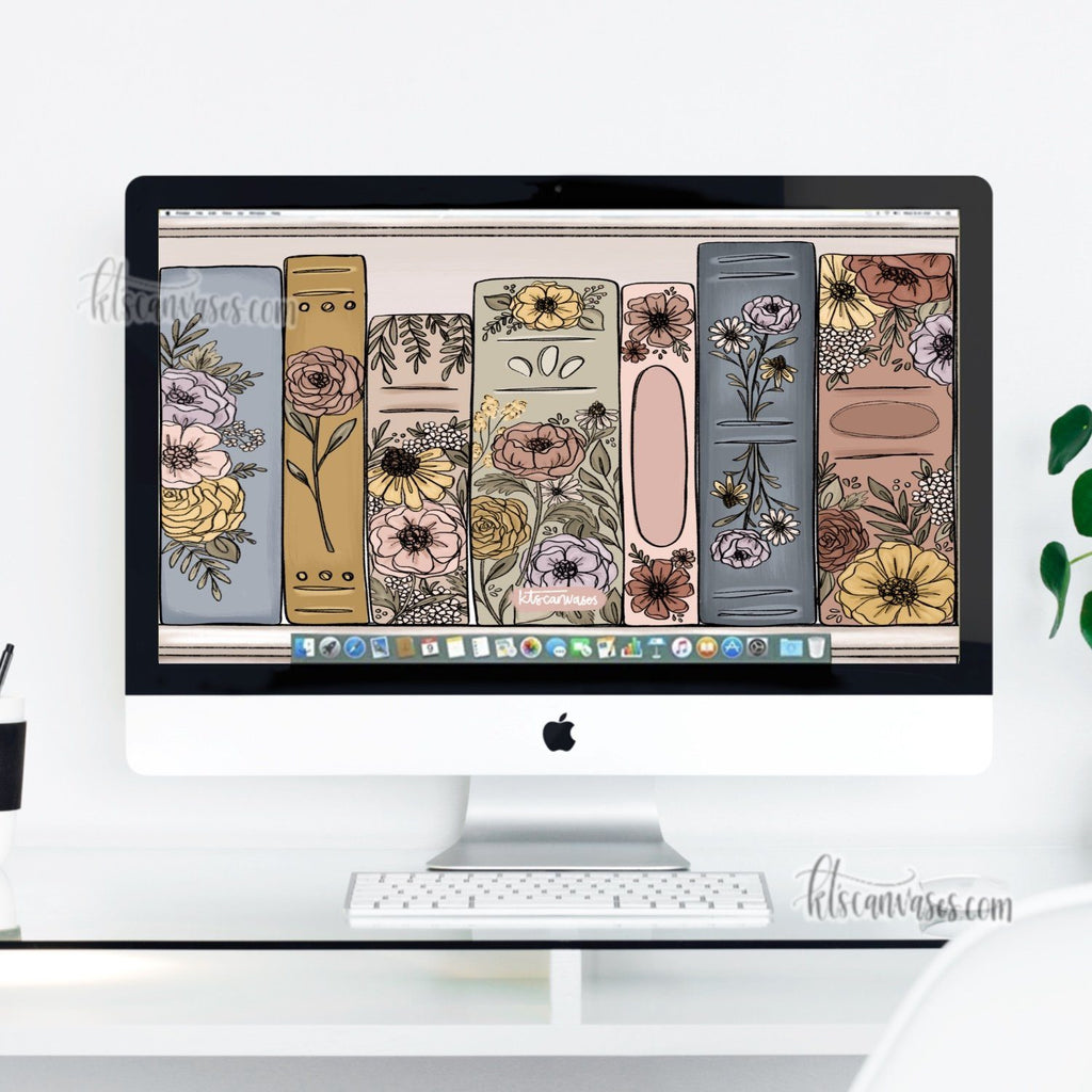 Floral Book Set Desktop Wallpaper (Digital Download)