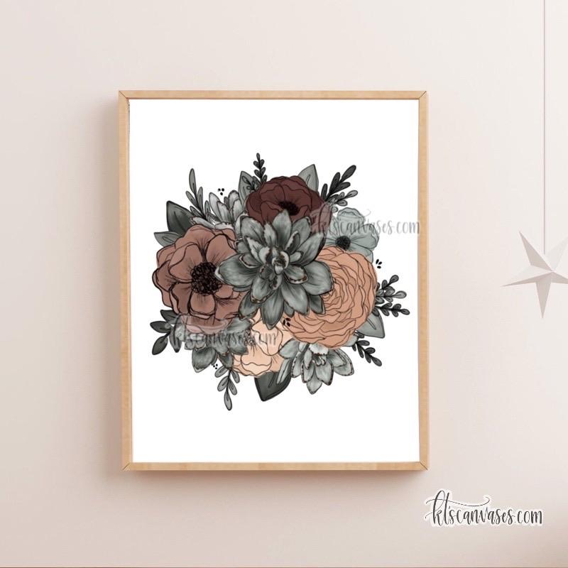 Succulent Floral Cluster Art Print