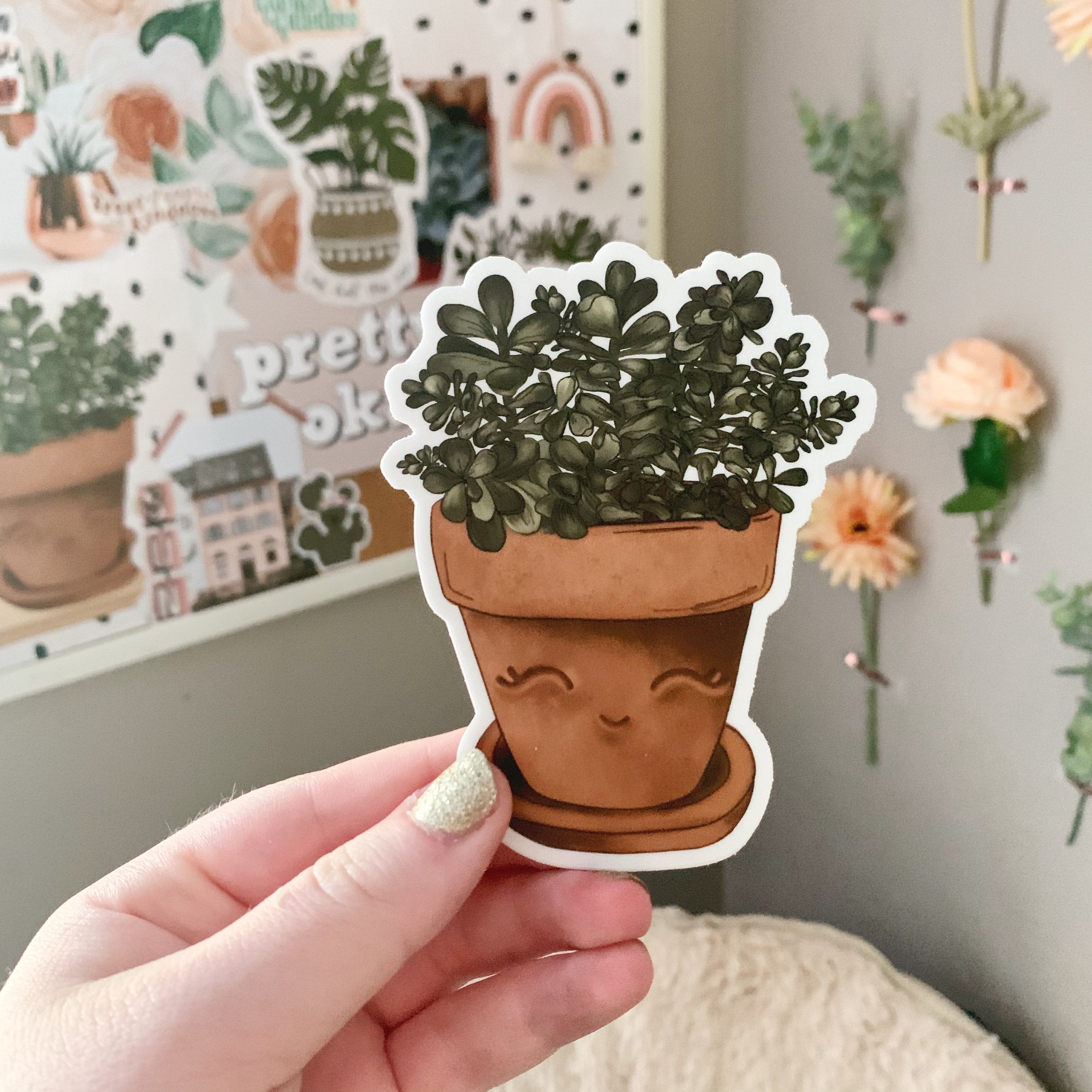 jade plant etsy Happy Jade Plant Sticker – KT's Canvases