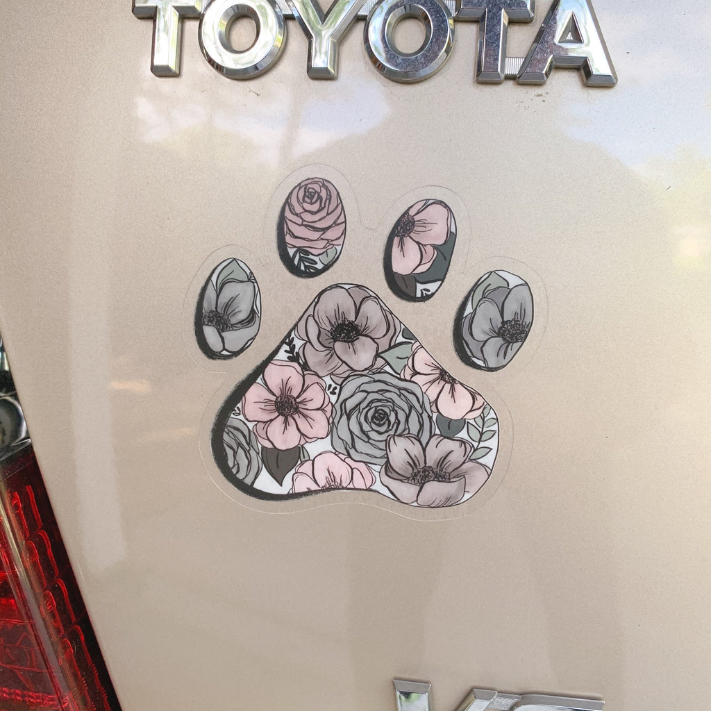 Larger Floral Paw Clear Sticker