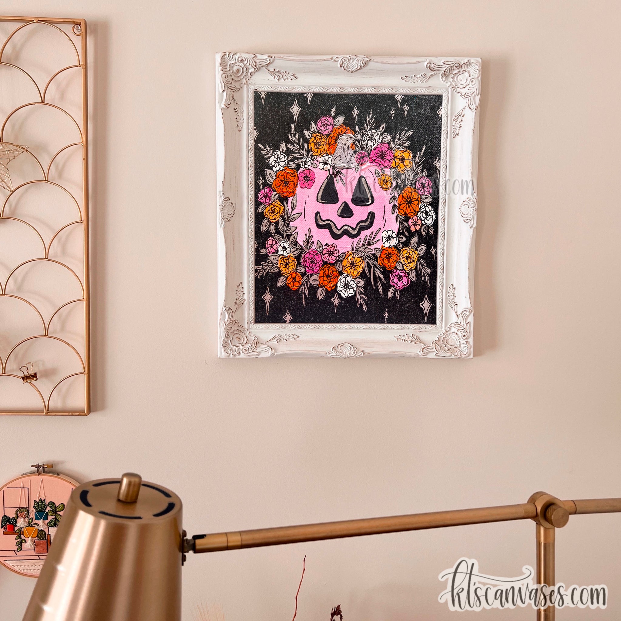 Pink Floral Jack O' Lantern Art Print – KT's Canvases
