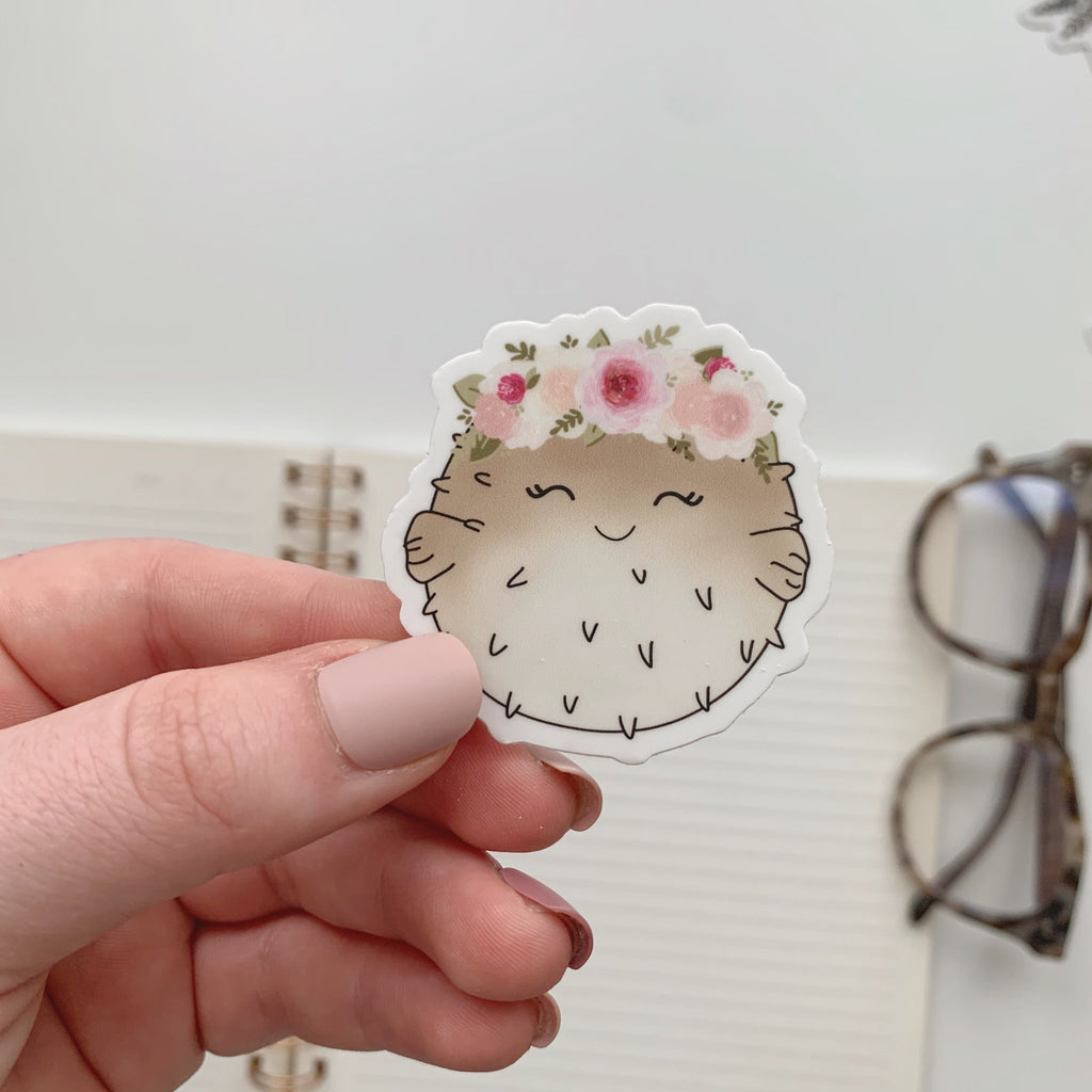 Mini Floral Crown Puffer Fish Sticker