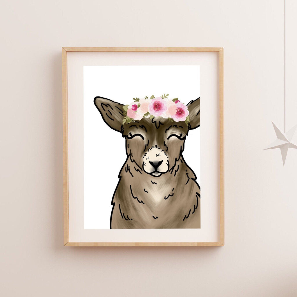 Floral Crown Goat Art Print