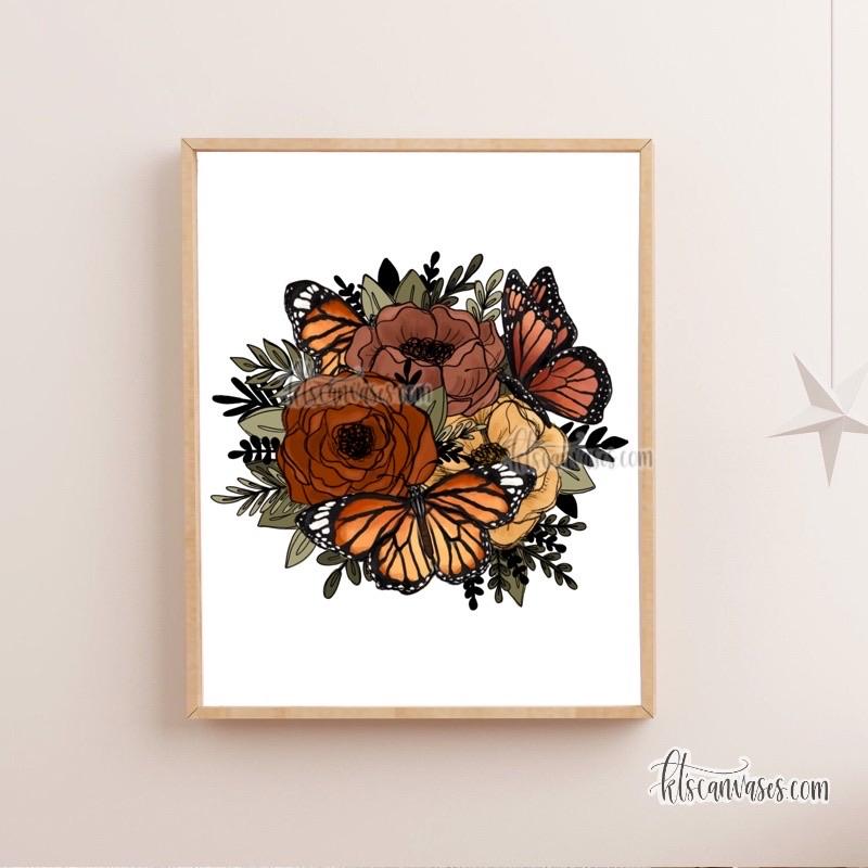 Butterfly Florals Art Print