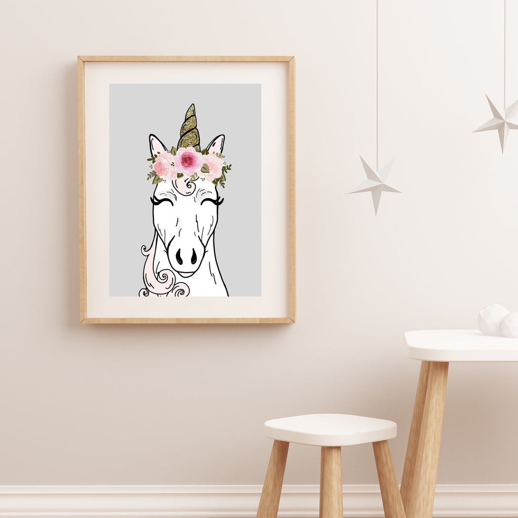 Print - Floral Crown Unicorn Print