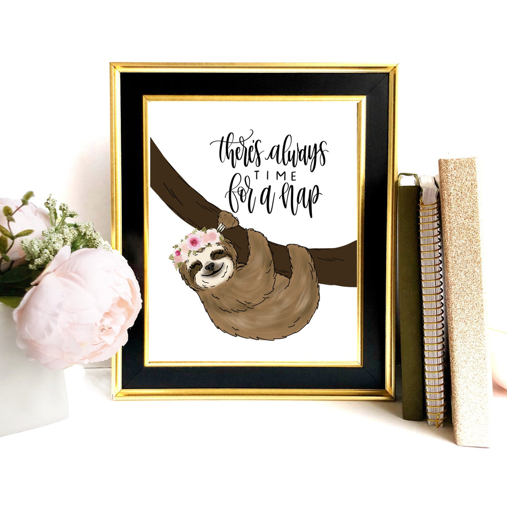 Print - There's Always Time For A Nap Sloth Art Print