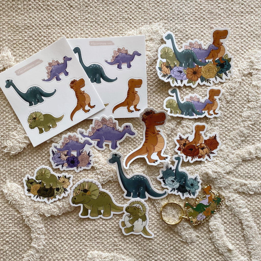 Sticker - Dinosaur Florals Bundle Set Of 14